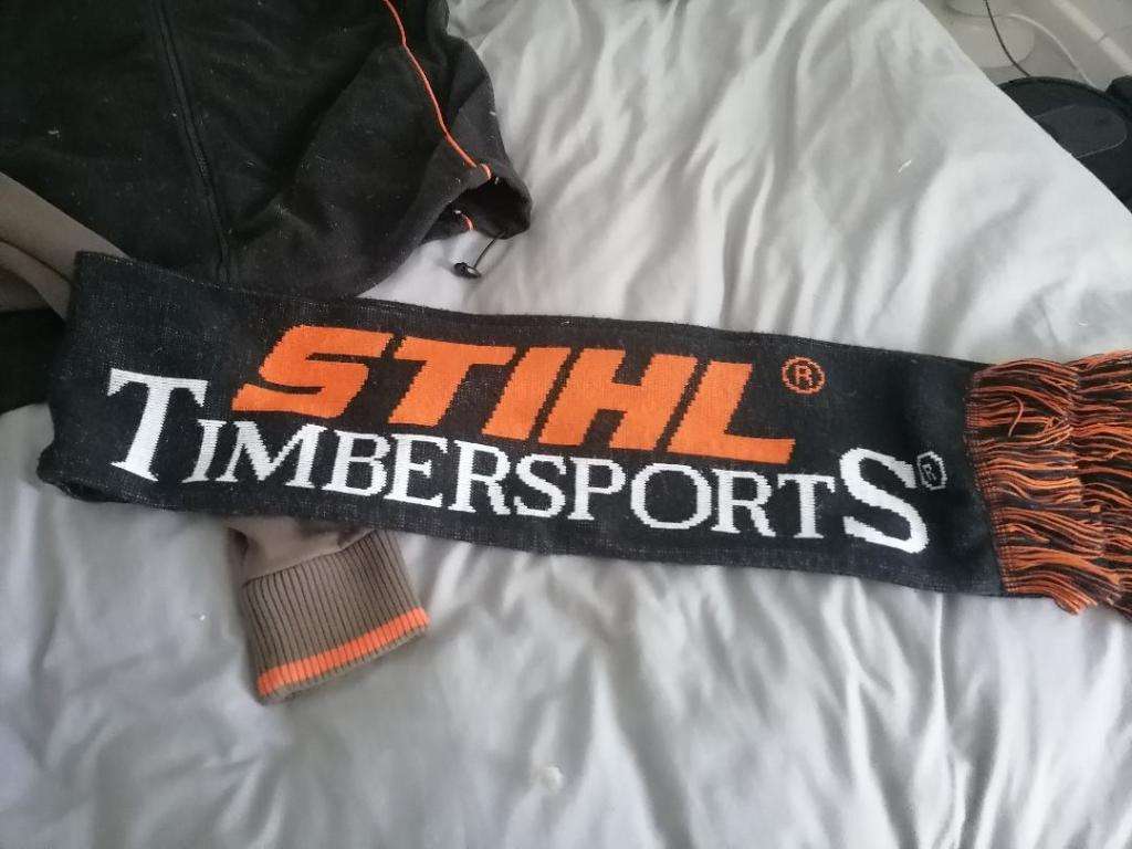 **STORAGE CLEARANCE*LOT OF STIHL JERSEYS,CAP,SCARF*SIZE LARGE**ONE BID FOR THE LOT**