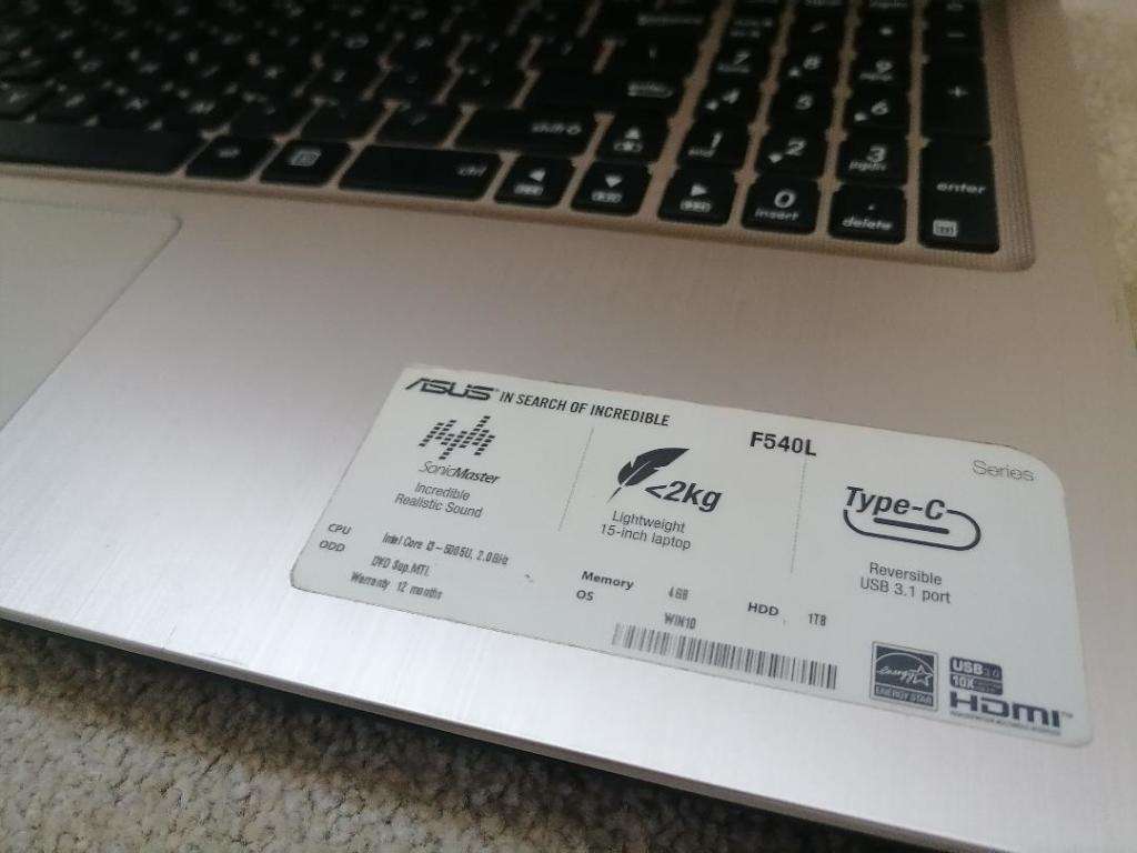 I3 ASUS F530L LAPTOP*NO CHARGER,NOT TESTED