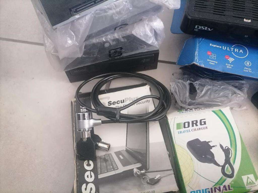 IPAD,CONNEX TABLET,DVD ROMS,DSTV,LAPTOP LOCK,UPS BATTERIES