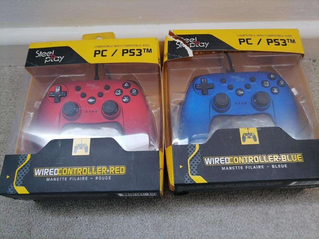 2 X BRAND NEW METALTECH PS3 WIRED CONTROLLERS*ONE BID FOR BOTH