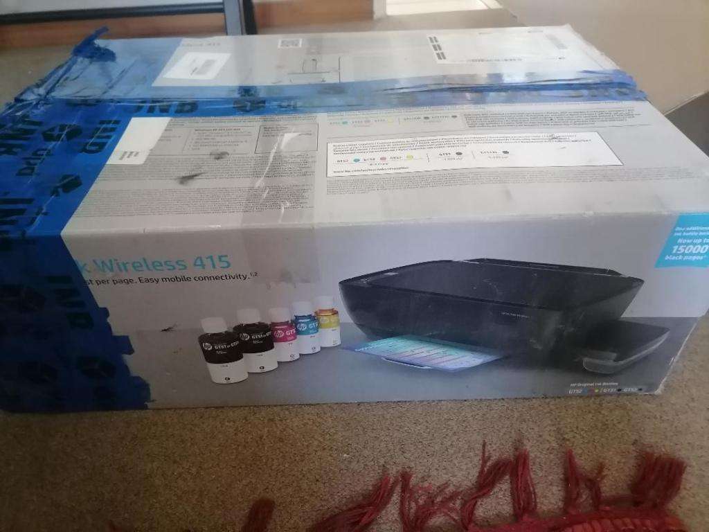 HP WIRELESS 415 INKTANK PRINTER, INK HAS LEAKED IN TRANSIT, SOLD AS IS.
