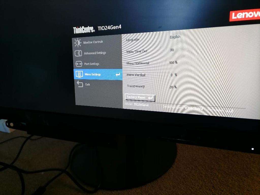 LENOVO THINKCENTRE TIO24GEN4 23.8` FULL HD WLED LCD MONITOR,SLIGHT DISCOLOURATION