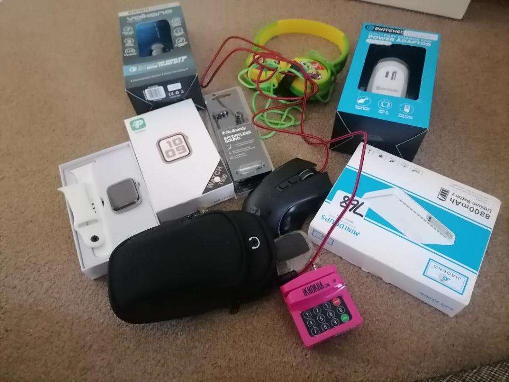 *LOT OF UNTESTED ELECTRONICS*UPS,SMART WATCH,IKHOKHAHARDSETS.ADAPTERS ETC