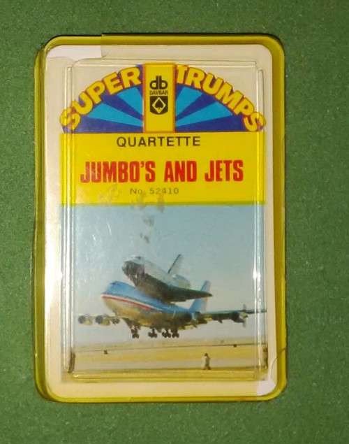 Vintage Davbar Quartette Super Trumps, Jumbos And Jets Card Game, 30 Playing Cards