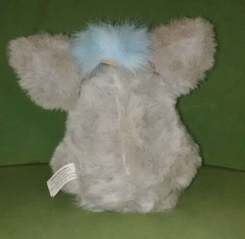 Large Furby, 2005 Tiger Electronics, Grey and Blue With Blue Eyes, Hasbro, Works Perfectly