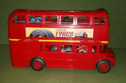 Disney/Pixar Cars Movie Character Lot Of 10 Cars With Large London Bus Car Transporter