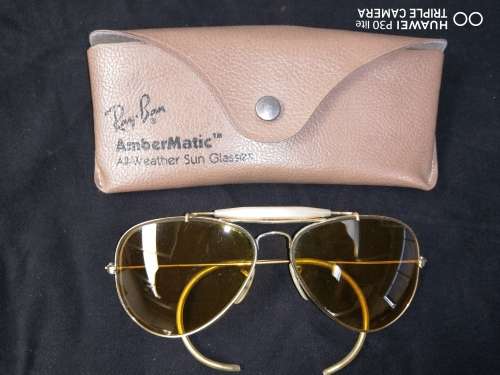 Vintage Rare Retro Ray-Ban Ambermatic, All Weather Sun Glasses With Original Case