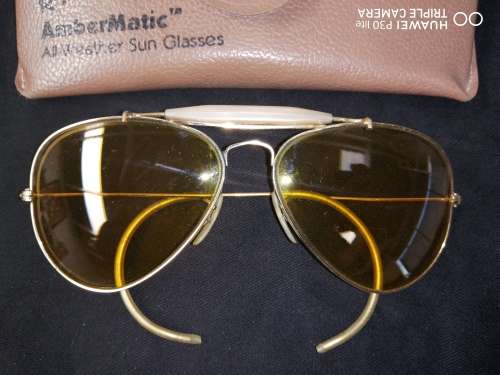 Vintage Rare Retro Ray-Ban Ambermatic, All Weather Sun Glasses With Original Case
