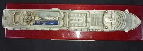 MSC Meraviglia Solid Metal Model Ship On Wooden Base, In Great Condition (Base Is 280mm Long)