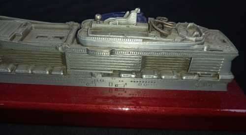 MSC Meraviglia Solid Metal Model Ship On Wooden Base, In Great Condition (Base Is 280mm Long)