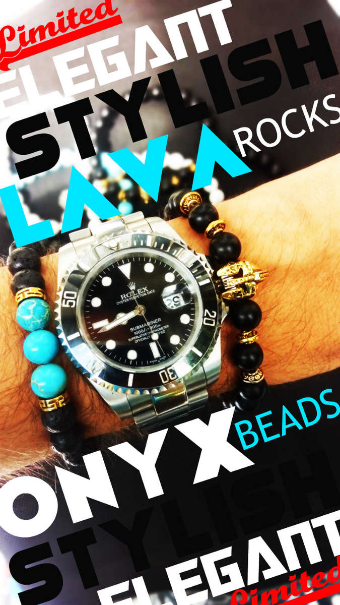 Lava rock made of onyx beads SPARTAN HELMET BRACELET 6 colors !