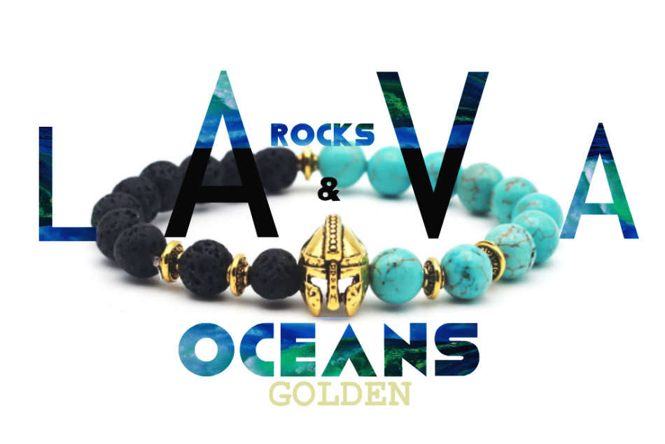 Lava rock made of onyx beads SPARTAN HELMET BRACELET 6 colors !