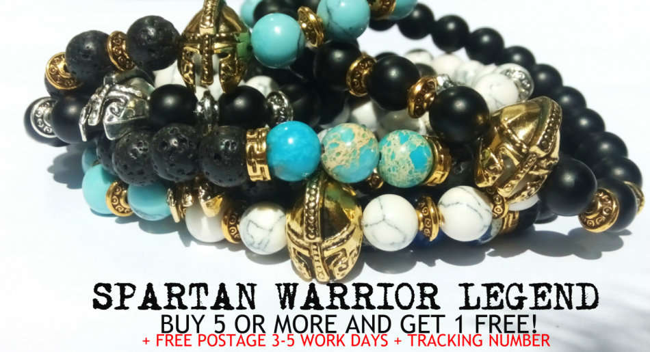 Lava rock SPARTAN HELMET BRACELET