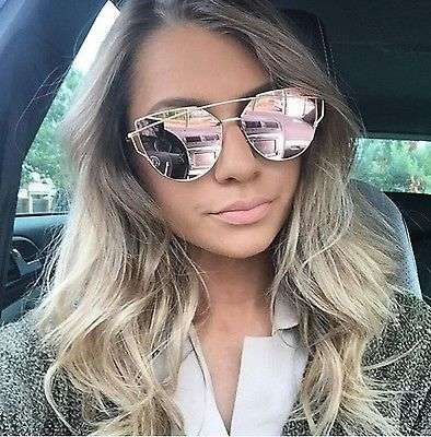 ORIGINAL UV400 Mirror Lens Cat eye glasses METAL FRAME + GIFT