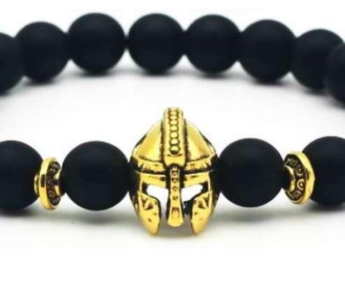 Lava rock made of onyx beads SPARTAN HELMET BRACELET 6 colors !