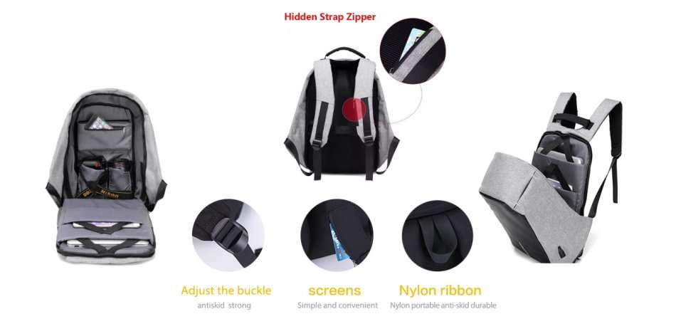 ALL IN ONE waterproof laptop / camera backpack with USB + GIFT