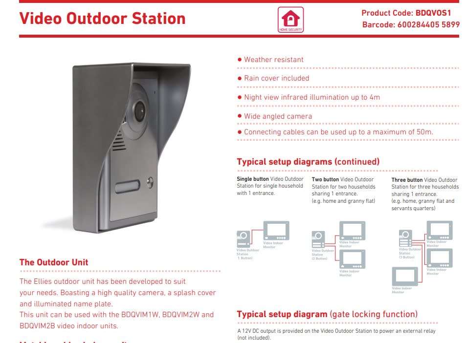 Ellies Video Outdoor Station 3-BUTTON Silver