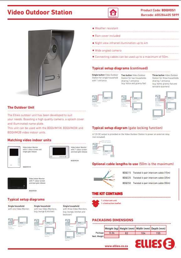 Ellies Video Outdoor Station 3-BUTTON Silver