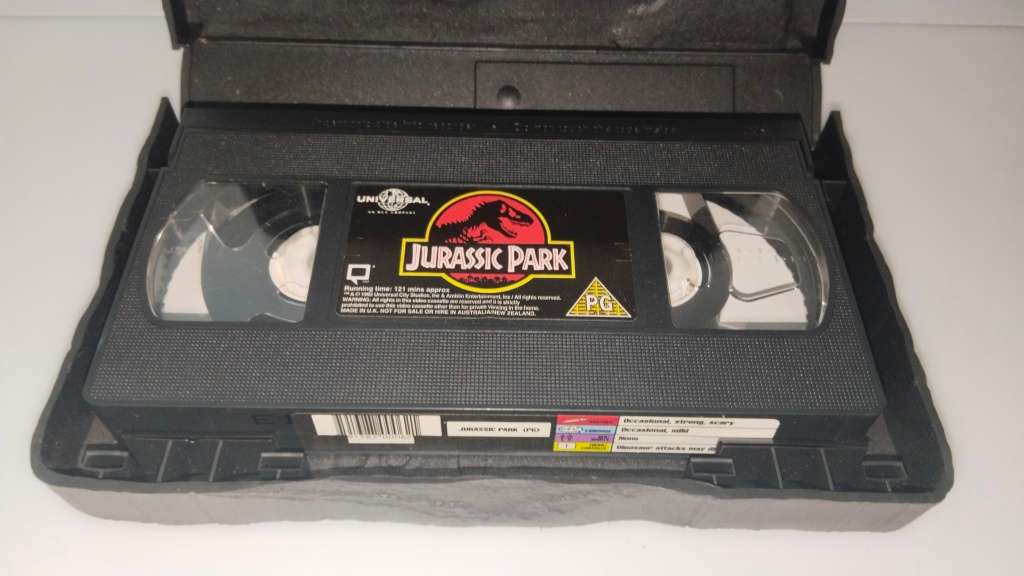 Jurassic Park VHS Video In Limited Edition Fossil-Embossed Case