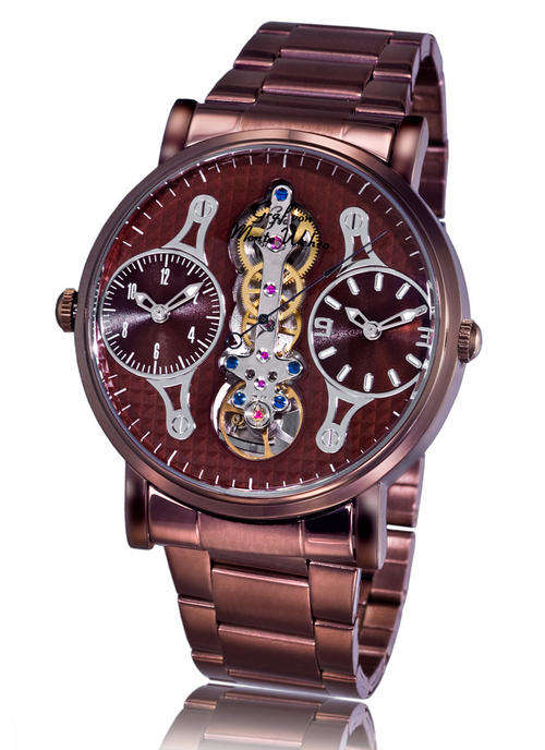 Monte Wehro ADELAIDE BROWN Clock with 3 movements! Automatic & Quartz installed works (shipping R45)