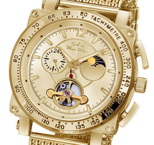 ** Authentic**Monte Wehro CARSON CITY GO / GO Clock Automatic Stainless Steel Mesh Bracelet!