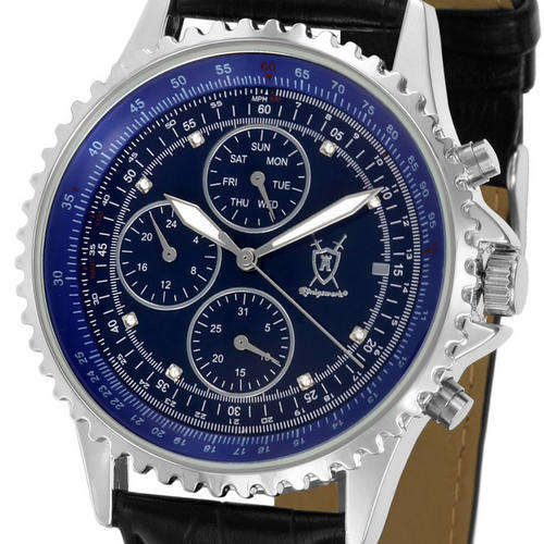 Konigswerk Skiron Diamond leather 44mm dark blue / With 8 real diamonds
