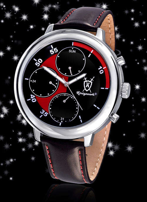 Konigswerk Clock Democritus sw / Red XXXL 50mm! New Designer Model! eye-catcher