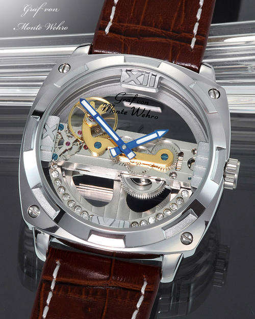 Monte Wehro Kathmandu Skeleton Clock Automatic ##AUTHENTIC##