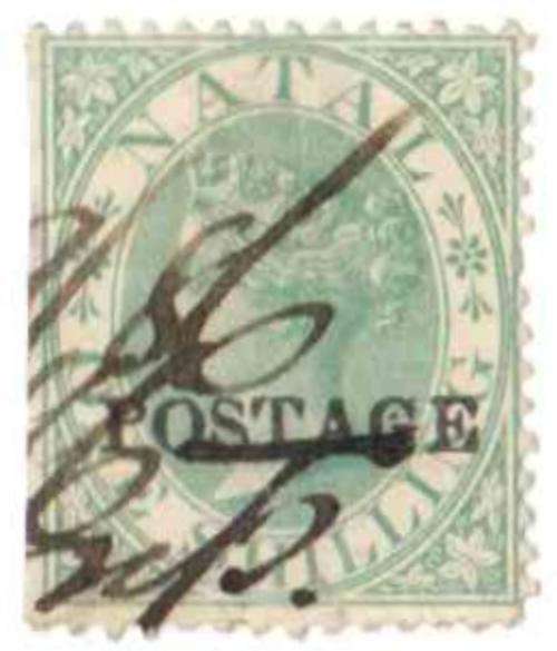 Natal, 1S, One Shilling, "POSTAGE" overprint, 1857 - 1862, lightly hinged, VFU, CV R 660