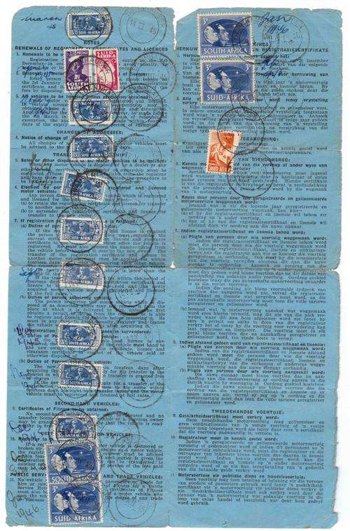 SA, Union, Motor Vehicle Licence, Expiry Date, 31/12/1945, FU