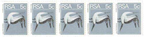 RSA, 1973, 5 c, Blue Crane, Srip of 5, UMM, OG