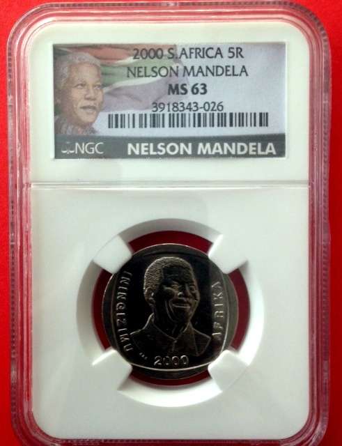 2000 Mandela Smiley R5 NGC Graded Coin MS63 "New Label"