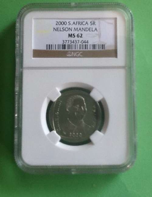 2000 Mandela Smiley R5 NGC Graded Coin MS62