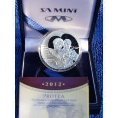 **PROOF** 2012 STERLING SILVER R1 WALTER AND ALBERTINA SISULU. SEALED AS FROM SA MINT.