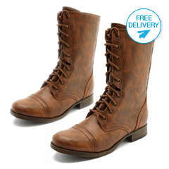 FREE SHIPPING | Charlotte Russe Ladies Distressed Lace-up Combat Boots