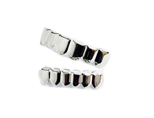 Teeth Grillz | Hip Hop Silver Plated Upper & Lower Grillz