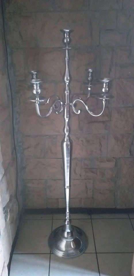 Silver 150cm Floor Standing 5 Candle Candelabra
