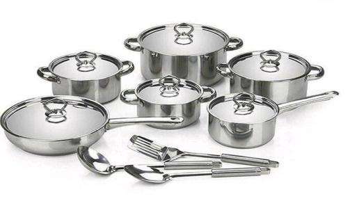 15 Piece Heavy Bottom Stainless Steel Cookware Set  T
