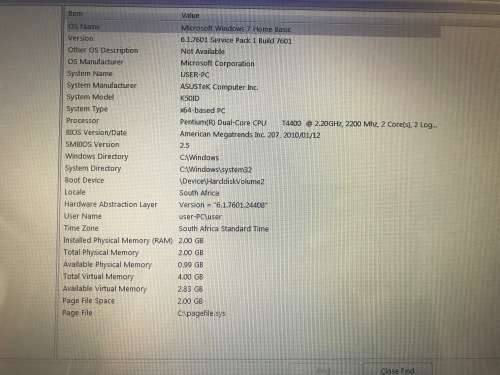 Asus K50ID Intel Pentium Dual Core T4400 , 2.2 GHz, 2 GB RAM, Nvidia Geforce GT320M 1 GB