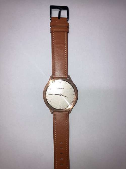 GARMIN VIVOMOVE HR SMARTWATCH - Rose Gold with NEW TAN LEATHER STRAP and CHARGER