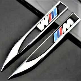BMW M Badge Emblem Logo (2 PACK)  High Quality METAL 3D for fender   -  New and sealed !!!