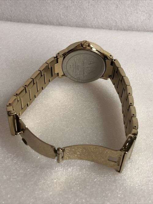ARMANI EXCHANGE LADIES LADY BANKS WATCH CRYSTAL SET DIAL GOLD PLATED BRACELET