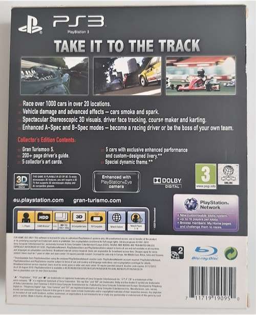 GRAN TURISMO 5 COLLECTORS EDITION  (PS3)  (Still in cardboard sleeve ) - Good condition !!!