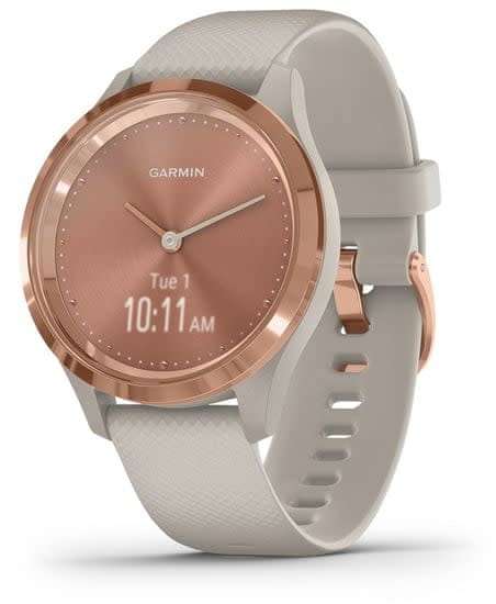 GARMIN VIVOMOVE 3S SMARTWATCH - Rose Gold light Sand Silicone Strap, charger