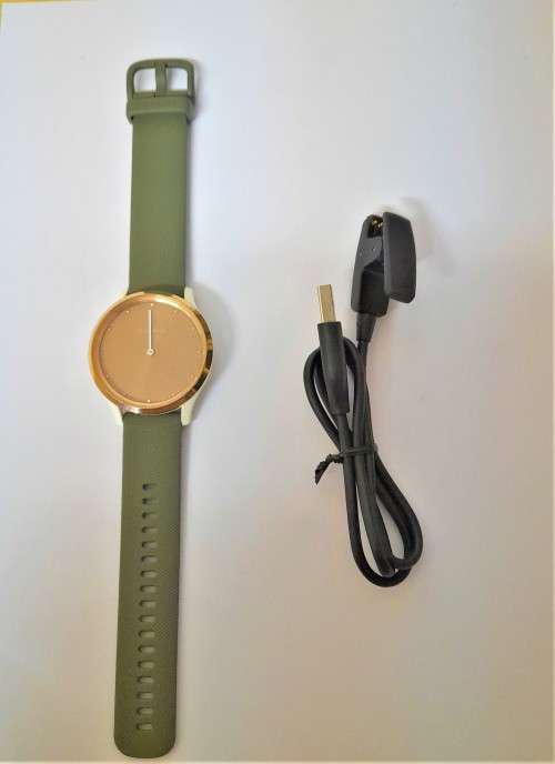 GARMIN WATCH VIVOMOVE HR SMARTWATCH - Rose Gold with Green Silicone Strap and original charger
