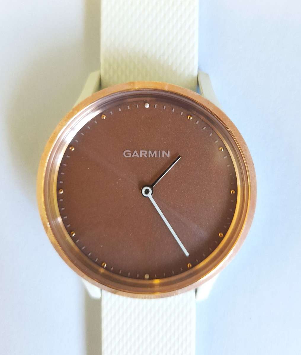 GARMIN WATCH VIVOMOVE HR SMARTWATCH - Rose Gold with White Silicone Strap and original charger