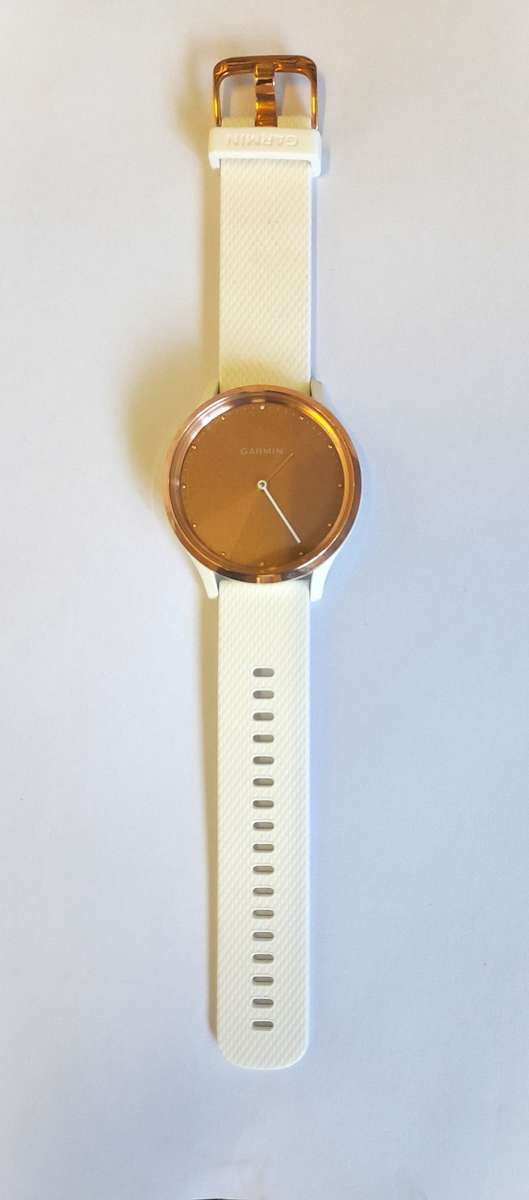 GARMIN WATCH VIVOMOVE HR SMARTWATCH - Rose Gold with White Silicone Strap and original charger