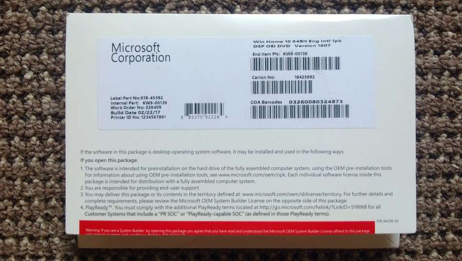 Windows 10 Home 64Bit DSP