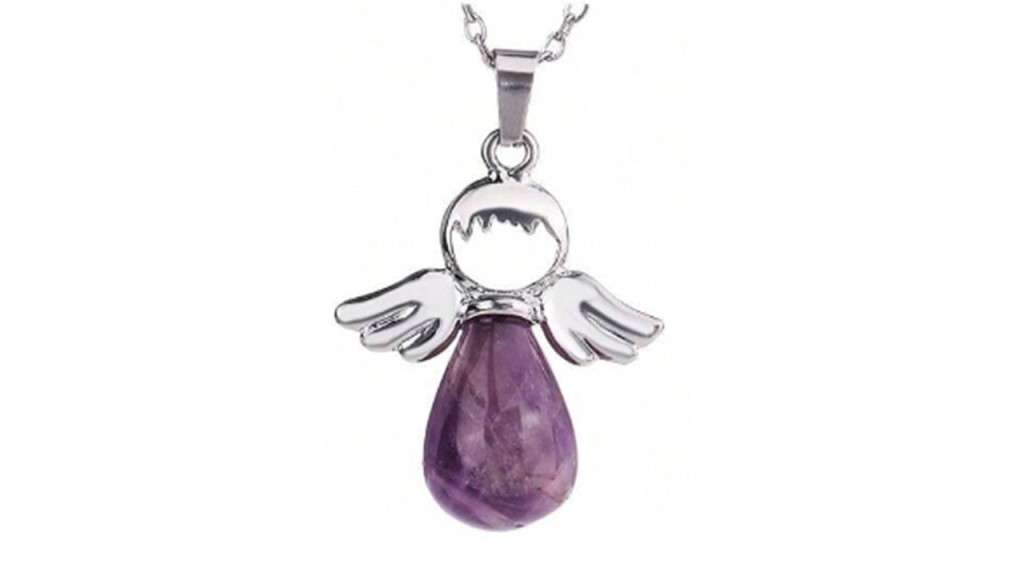 Angel and Natural Gemstone  Pendant
