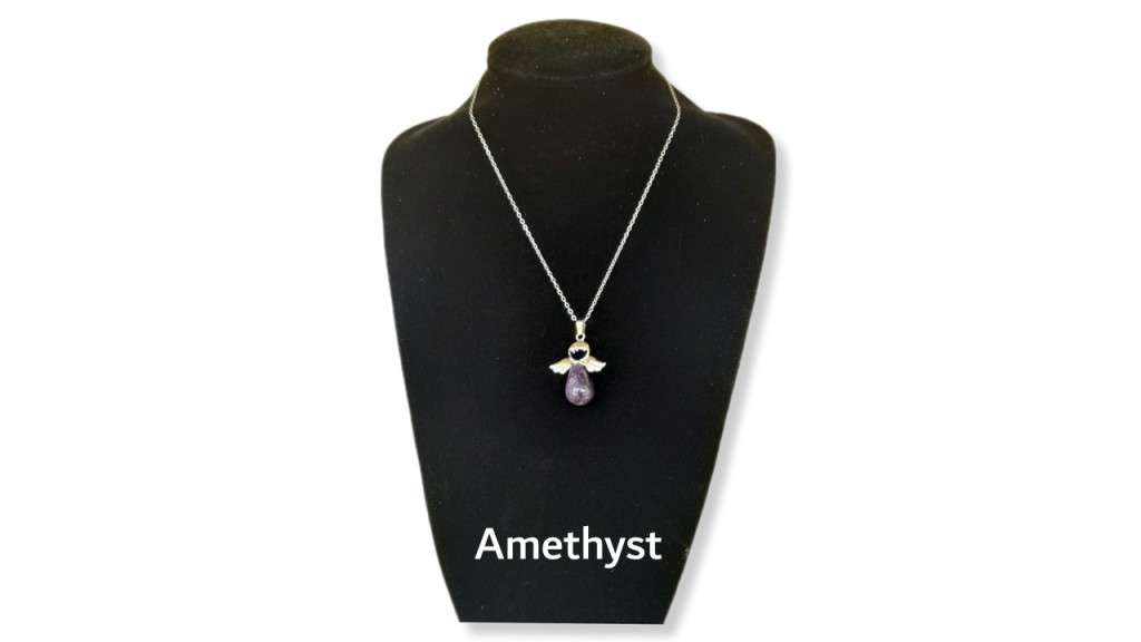 Angel and Natural Gemstone  Pendant